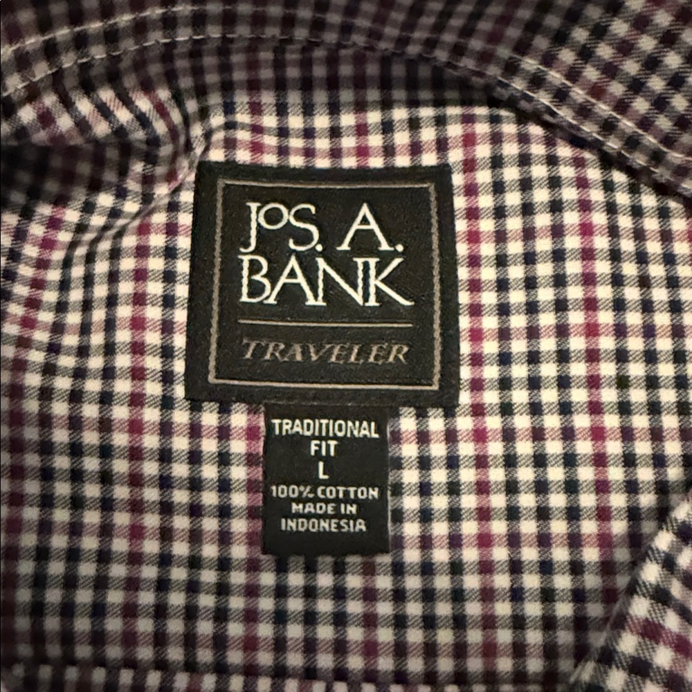 New Jos. A. Bank Men's Black and Red Plaid Shirt - Picture 3 of 7